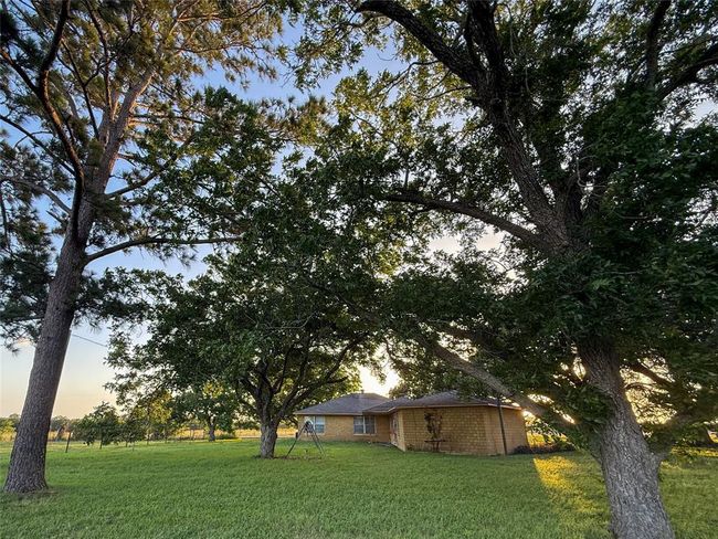 Charming single-story home with a cozy brick exterior, a small covered porch, and manicured bushes. Surrounded by lush greenery, it offers a serene and inviting atmosphere. | Image 21