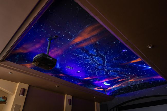 Hand Painted Blue light Mural with custom lighting | Image 82