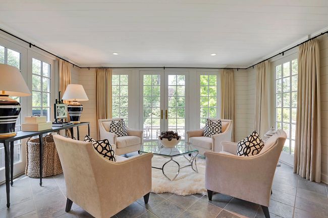 All weather sun rm/office w. shiplap walls and ceiling, radiant heat and floor to ceiling | Image 6