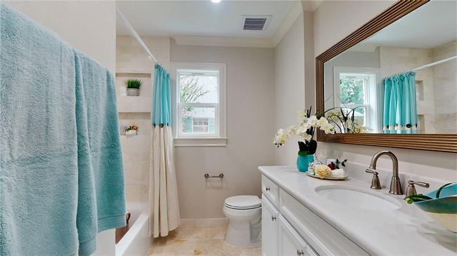 Beautiful Hall bath with all Marble Flooring, Counters and Tile surround Shower/Tub Currently Destaged | Image 34