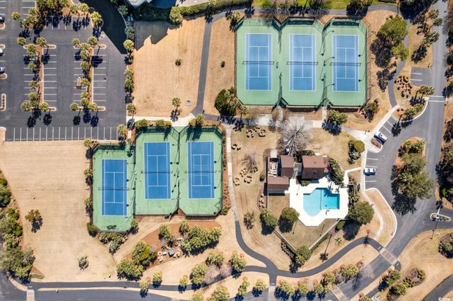 Aerial view of tennis courts, pickle ball and pool | Image 31