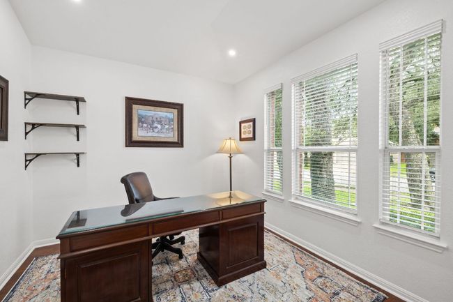 Home office featuring recessed lighting and wood finished floors | Image 8