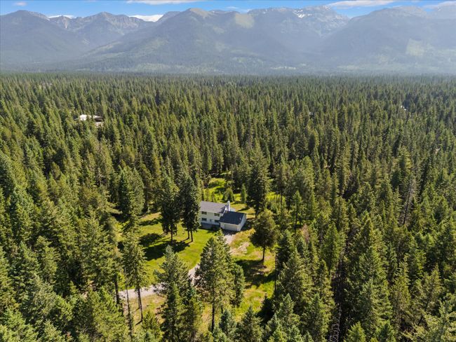 View from above of property featuring a heavily wooded area and a mountain backdrop | Image 48