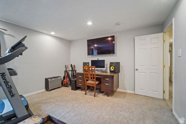 Office area featuring recessed lighting, carpet flooring, and baseboards | Image 22