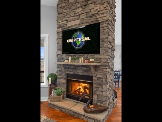 double sided stone wood burning fireplace | Image 19