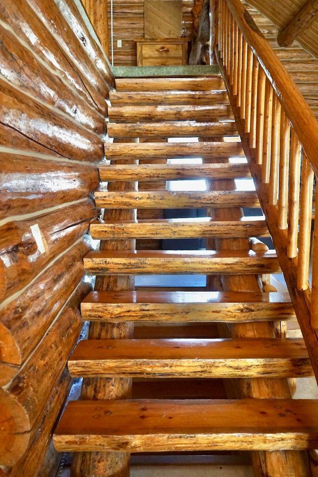 Staircase with rustic log steps | Image 37