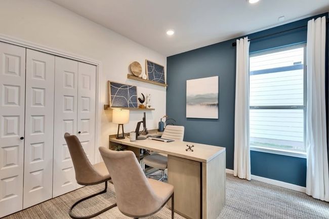 Office space featuring light carpet and recessed lighting | Image 13