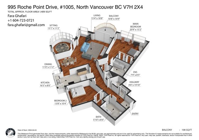 1005 - 995 Roche Point Drive, Condo with 2 bedrooms, 2 bathrooms and 2 parking in North Vancouver BC | Image 33