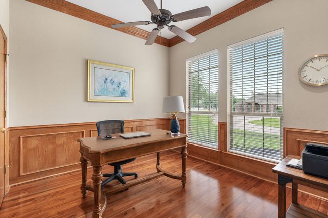Private study with closet for storage & double doors. Built-in bookcase is perfect for your favorite books. | Image 12