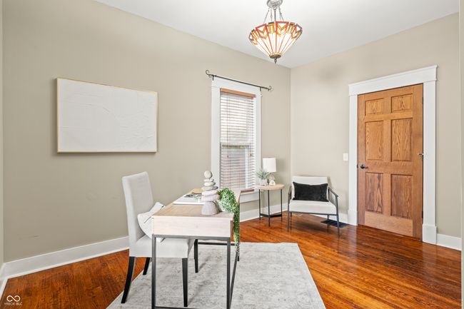 office with dark wood-style flooring | Image 25