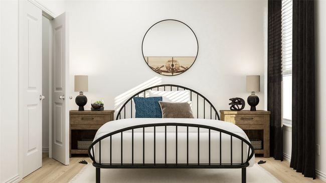 Bedroom with light wood-type flooring | Image 12