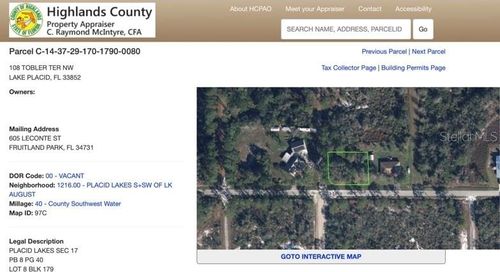 108 Tobler Ter Nw, LAKE PLACID, FL, 33852 | Card Image