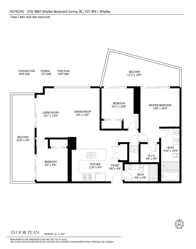 3702 - 9887 Whalley Blvd, Condo with 3 bedrooms, 2 bathrooms and 1 parking in Surrey BC | Image 26