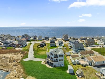 Aerial view of your private driveway, "Chandler Street" and Long Island Sound. | Image 2