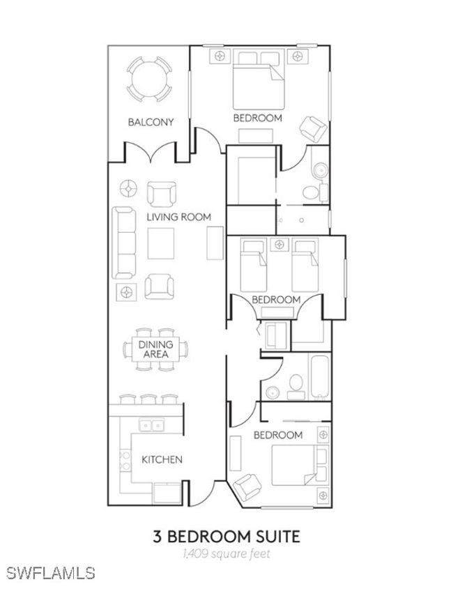 Floor plan for three bedroom condo at Bellasera | Image 37