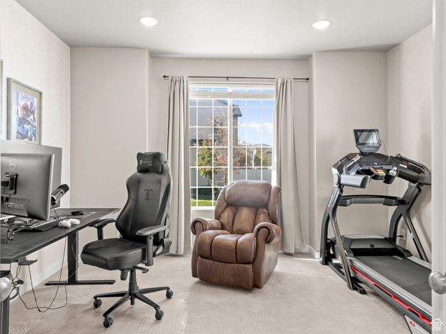Home office featuring carpet flooring and recessed lighting | Image 5