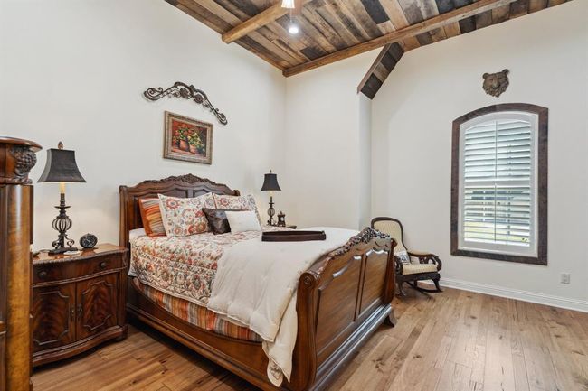 The "Alsace" Bedroom is something to behold! The ceilings are "Whiskey Wood"reclaimed from an oldKentucky Bourbon Rickhouse where Jim Beam barrels werestored during the aging process, meaning the planksare "soaked inAmerican History!" | Image 29