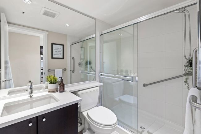 Full bath with recessed lighting, a shower stall, visible vents, toilet, and vanity | Image 17