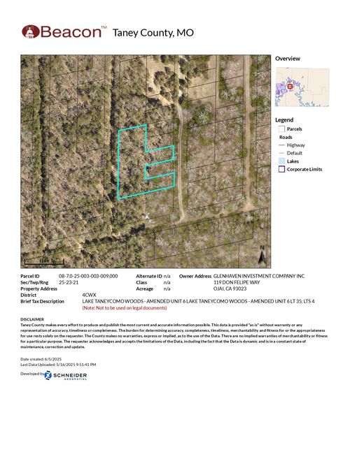 Tbd Lake Taneycomo Woods, Branson, MO, 65616 | Card Image