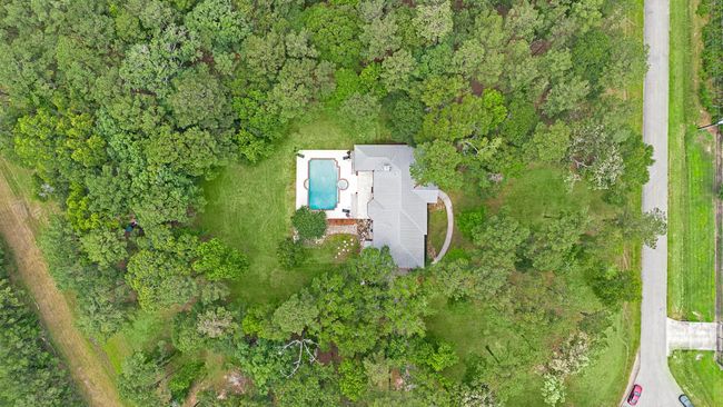 Top-down view of the property with a pool and surrounding greenery | Image 42