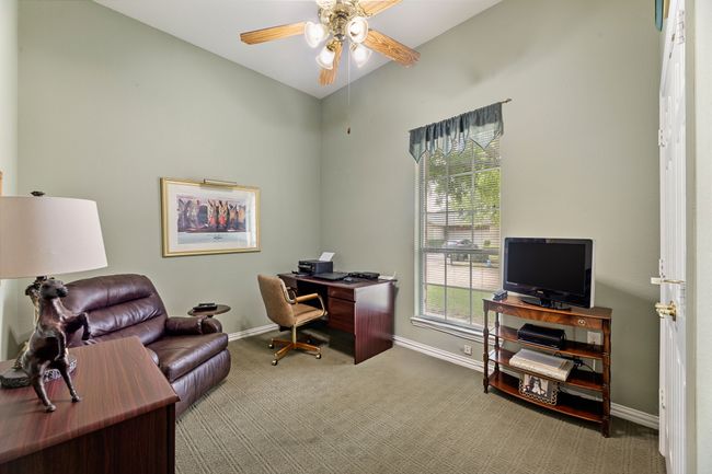 Carpeted office with baseboards, ceiling fan, and lofted​​‌​​​​‌​​‌‌​‌‌​​​‌‌​​‌‌​‌​​​​​‌ ceiling | Image 27