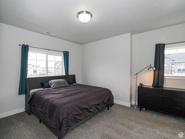 Carpeted bedroom with baseboards, visible vents, and multiple windows | Image 18