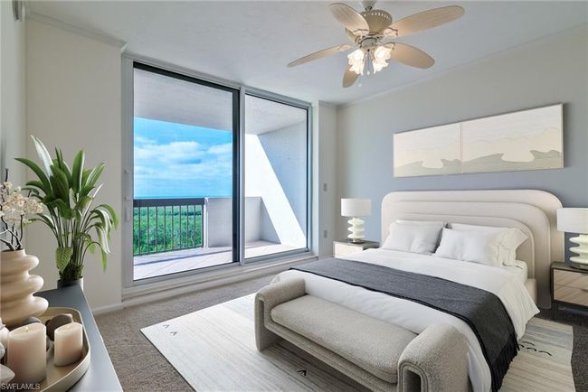 Guest Bedroom w/Balcony Access - Virtually Staged | Image 14