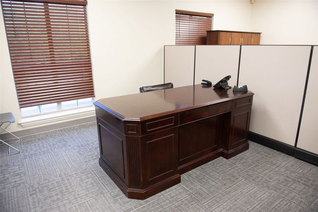 Office with baseboards and light carpet | Image 6