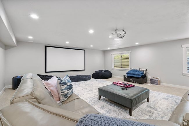Home theater featuring carpet flooring and recessed lighting | Image 25