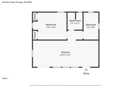 422 West Road, Portage Lake, ME, 04768 | Card Image