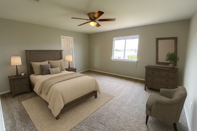 Carpeted bedroom featuring baseboards and ceiling fan | Image 20