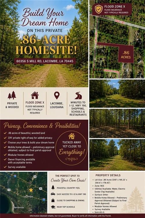 60356 S Mill Rd, Lacombe, LA, 70445-3852 | Card Image