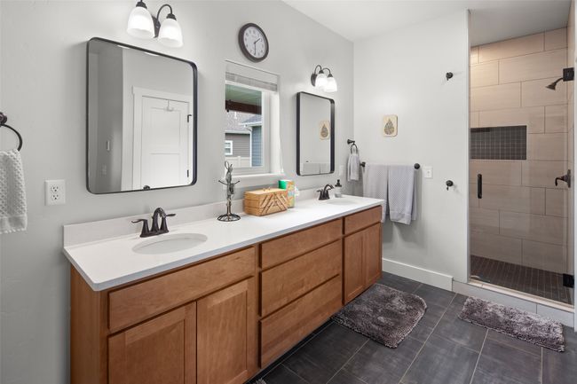 Primary bathroom double sinks. | Image 36