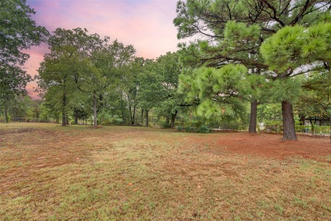 Just off each of the primary bedooms or the back porch, the property opens up into a large grassy area that has big beautiful trees. It is such a lovely setting. | Image 21