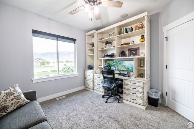 Office featuring carpet flooring and ceiling fan | Image 63