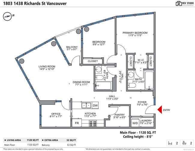 1803 - 1438 Richards Street, Condo with 2 bedrooms, 2 bathrooms and 2 parking in Vancouver BC | Image 37