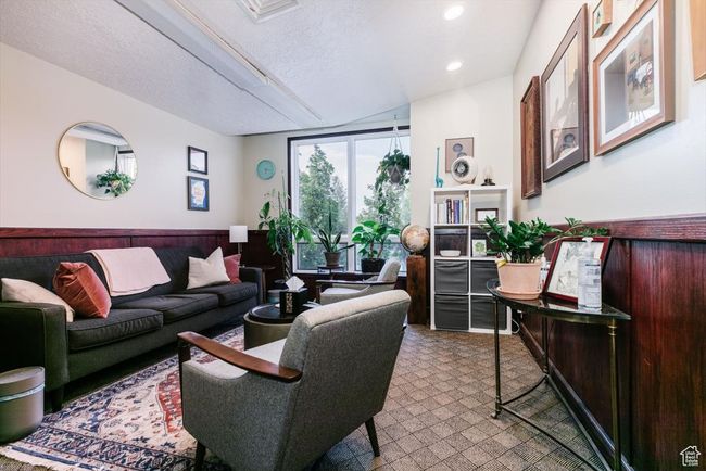 Living room with recessed lighting and a textured ceiling | Image 23