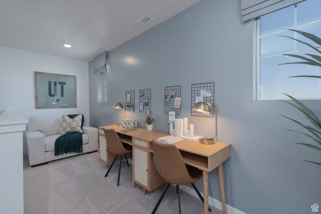 Carpeted office space featuring baseboards and recessed lighting | Image 32