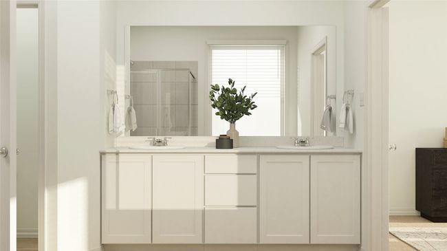 Full bath with double vanity and a tile shower | Image 4