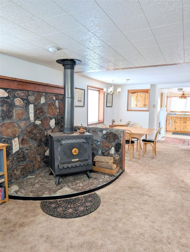 Living room with carpet, a wood stove, and a wealth of natural light | Image 20