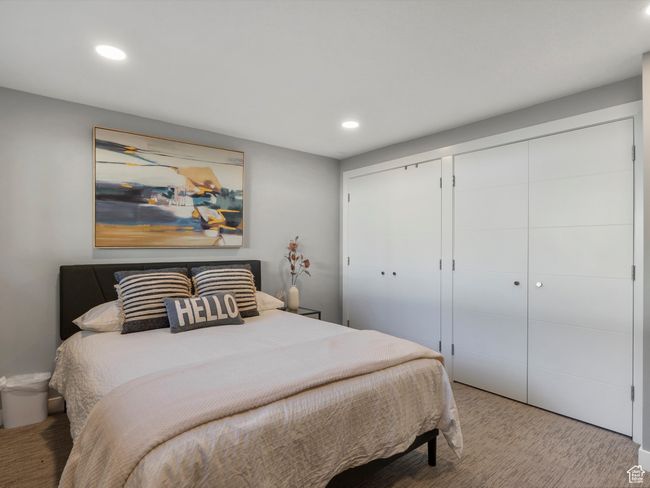 Carpeted bedroom with recessed lighting | Image 35