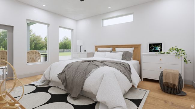 Bedroom with recessed lighting, multiple windows, and light wood-style flooring | Image 6