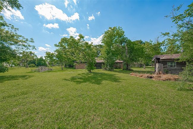 Expansive, grassy property with mature trees and multiple rustic structures under a bright blue sky. Ideal for renovation or redevelopment. | Image 30