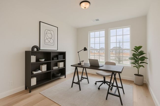 Office area with light wood-style flooring and baseboards | Image 18