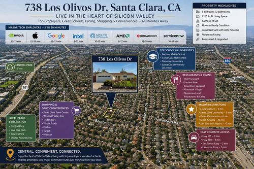 738 Los Olivos Dr, Santa Clara, CA, 95050-5527 | Card Image