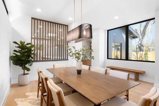 Dining area with recessed lighting, baseboards, and light wood-style flooring | Image 17