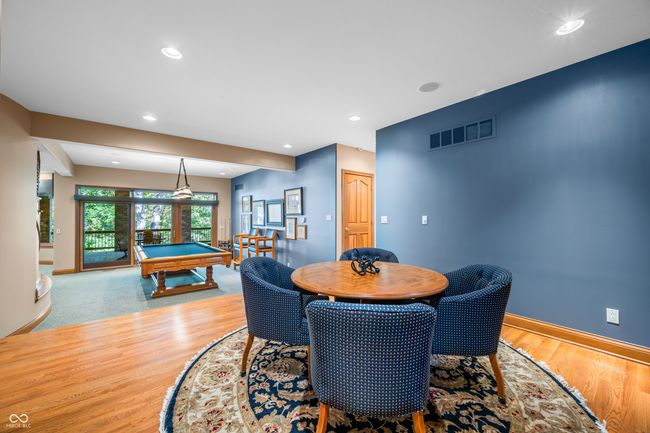 dining area with recessed lighting, visible vents, pool table, baseboards, and wood finished floors | Image 79