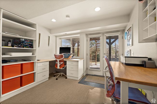 Office featuring recessed lighting and french doors | Image 28
