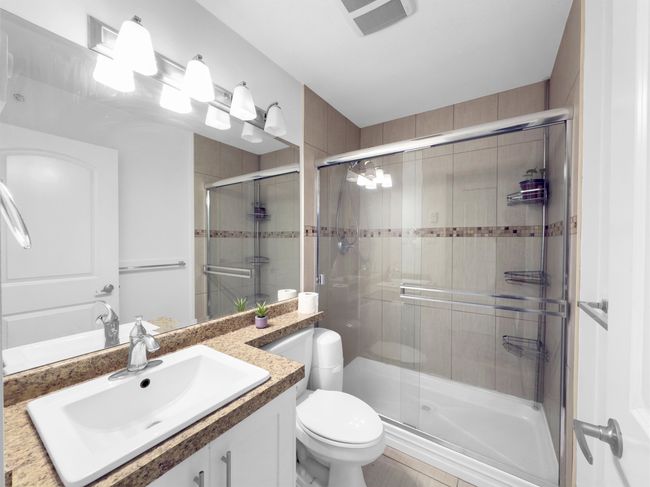Bathroom featuring visible vents, vanity, a shower stall, and toilet | Image 19