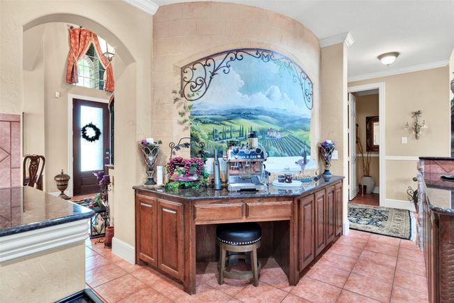 You'll love this coffee bar/planning desk accented with a custom mural! | Image 8
